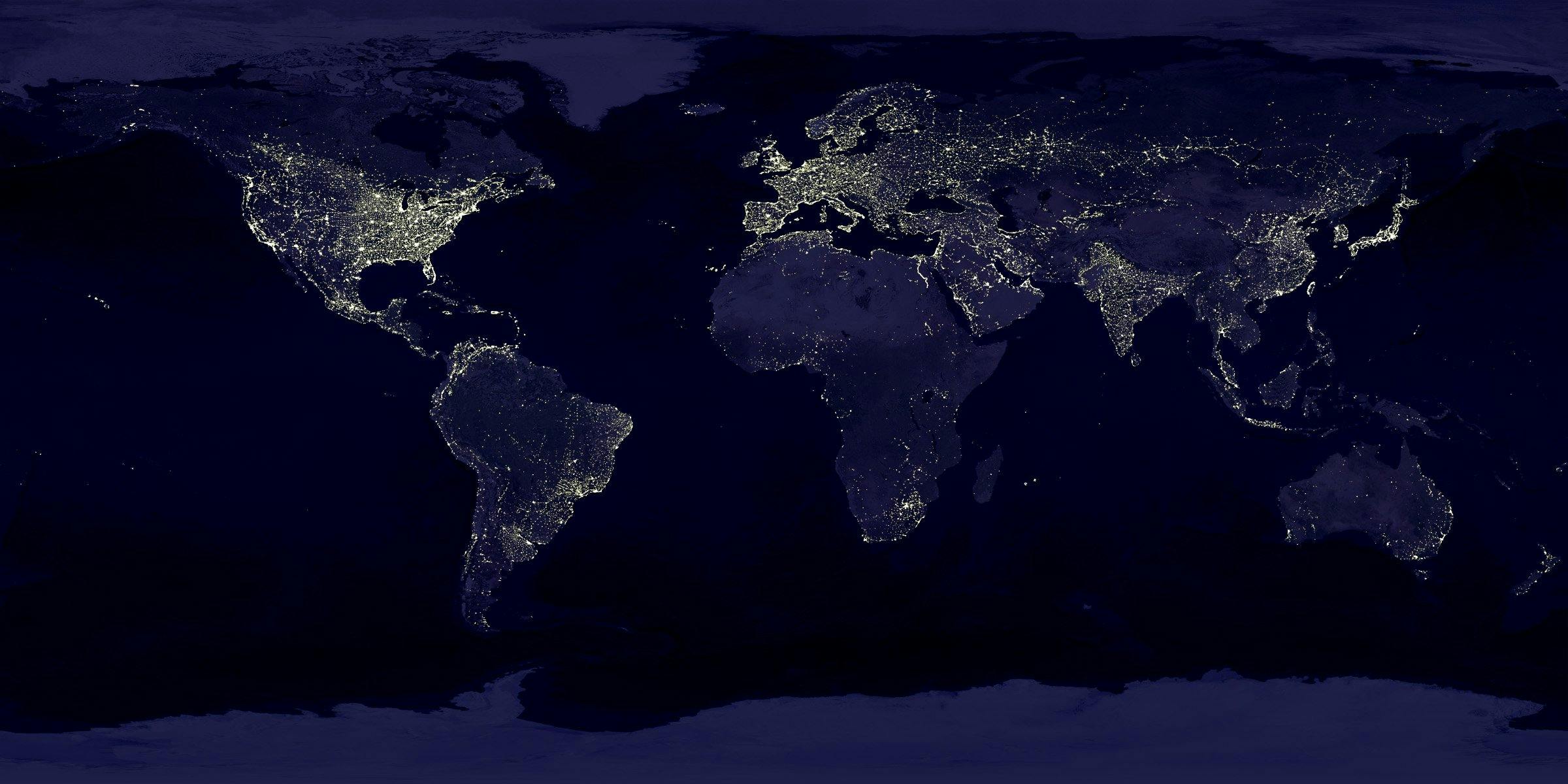 light pollution world map